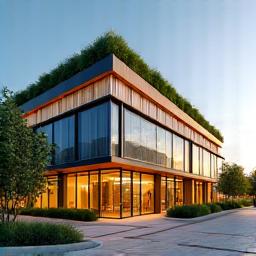 LEED and BREEAM Logos on a modern green building
